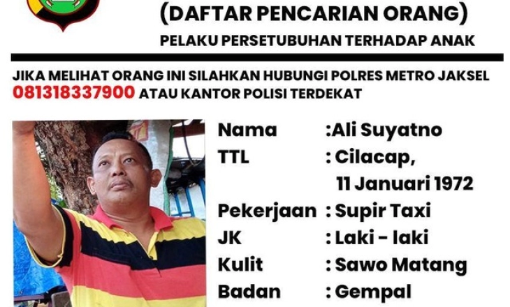 Polres Metro Jaksel Terbitkan Surat DPO Sopir Taksi Pelaku Pencabulan Anak 