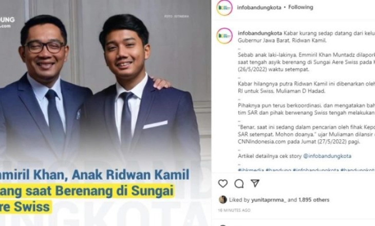 Anak Kang Emil Dilaporkan Hilang di Swiss
