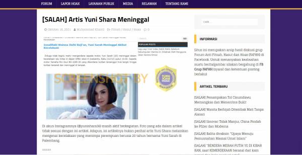 Yuni Sarah Dikabarkan Meninggal, Cek Faktanya!