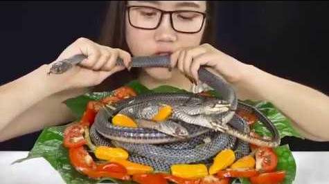 Viral Video Cewek Makan Ular Pakai Lalapan, Warganet: Ngeri!