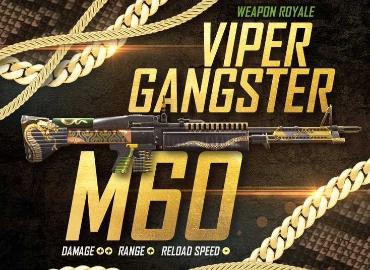 Weapon Royale Baru Di Free Fire: Dapatkan Skin M60 Viper Gangster Sekarang!!