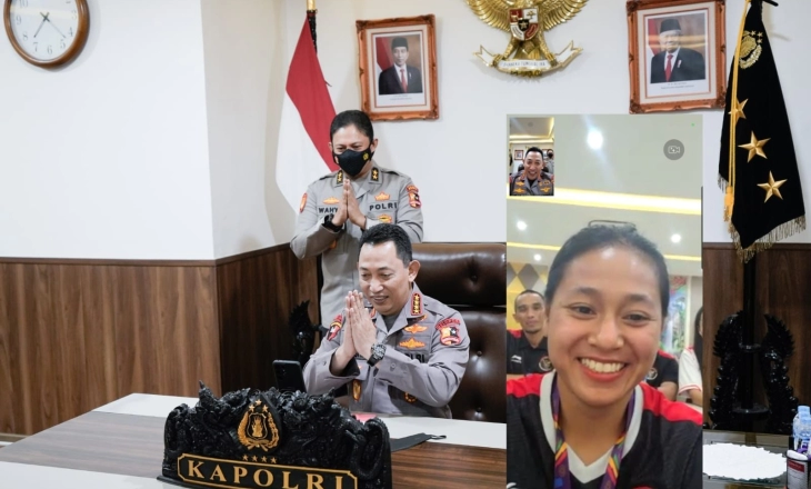 Kapolri Video Call dengan Atlet Pesepeda Ucapkan Selamat
