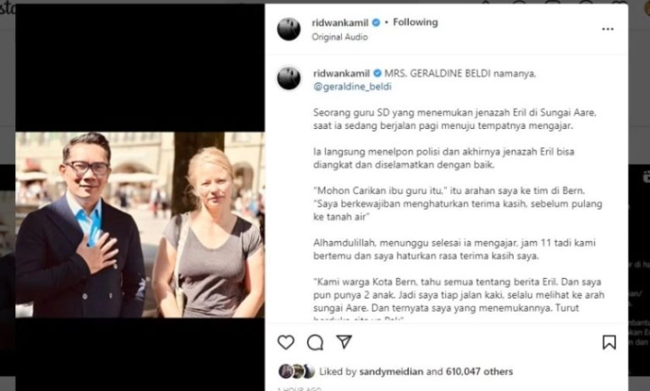 Penemu Jasad Eril Seorang Perempuan Guru SD