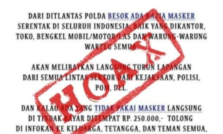 Selebaran Razia Masker Serentak, Polda Metro Jaya: Hoax