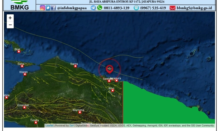 Gempa M 5,6 Guncang Jayapura Papua