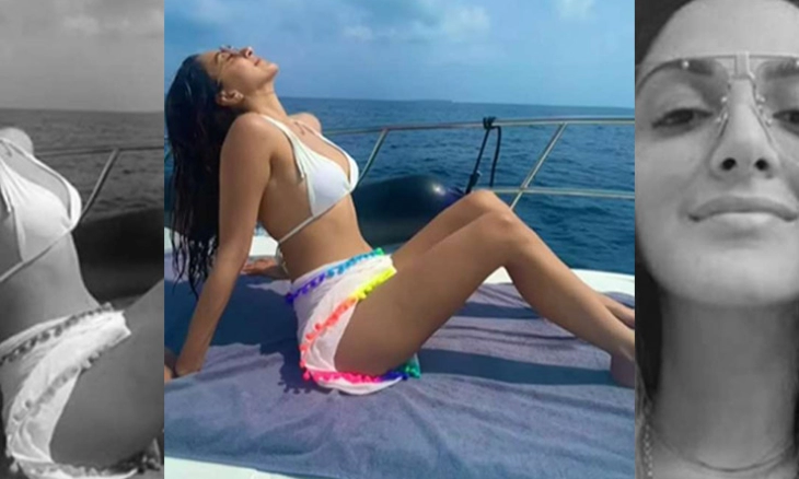 Dengan Bikini Putih, Kiara Advani Seksi Berlari di Pantai Maladewa
