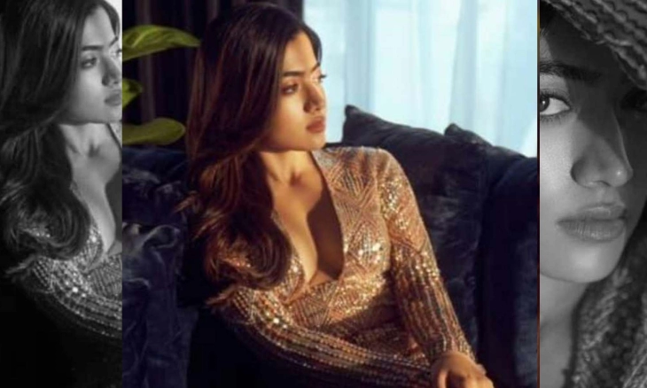 Rashmika Mandanna Tampil Hot dalam Balutan Gaun Tipis Berkilau Emas