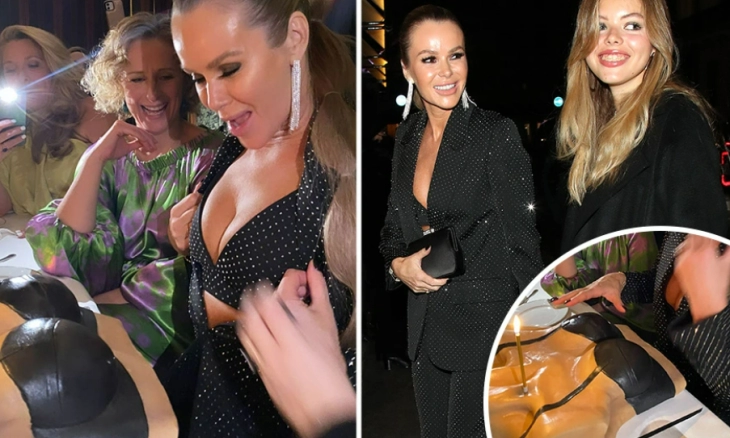 Amanda Holden Rayakan Ultah Ke-51, Dihadiahi Kue Berbentuk Buah Dada