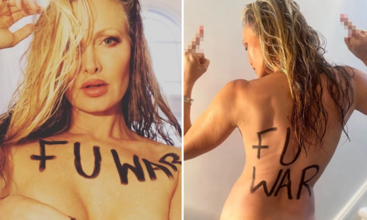 Model Caprice Tanggalkan Pakaian Tunjukkan Dukungannya pada Ukraina