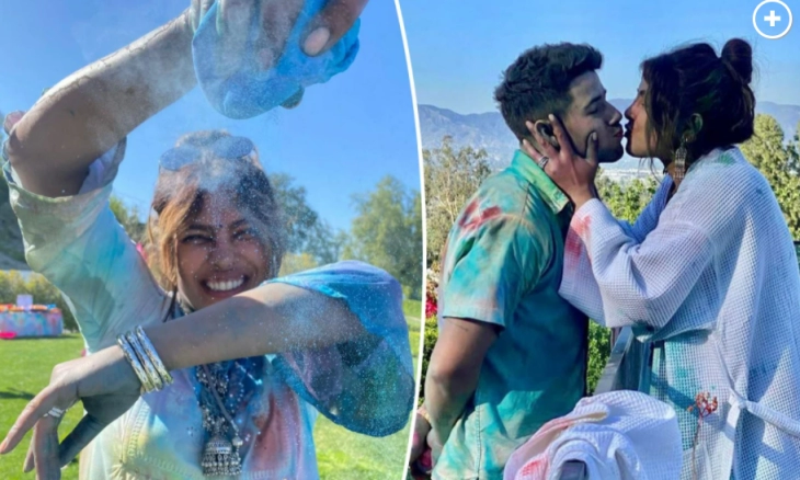 Priyanka Chopra dan Nick Jonas Rayakan Festival Holi Penuh Warna 