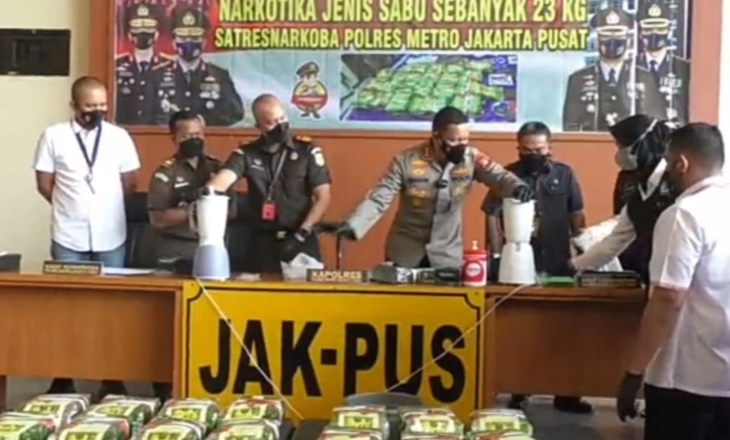 23 KG Sabu dalam Kemasan Teh China Dimusnahkan Polres Jakpus
