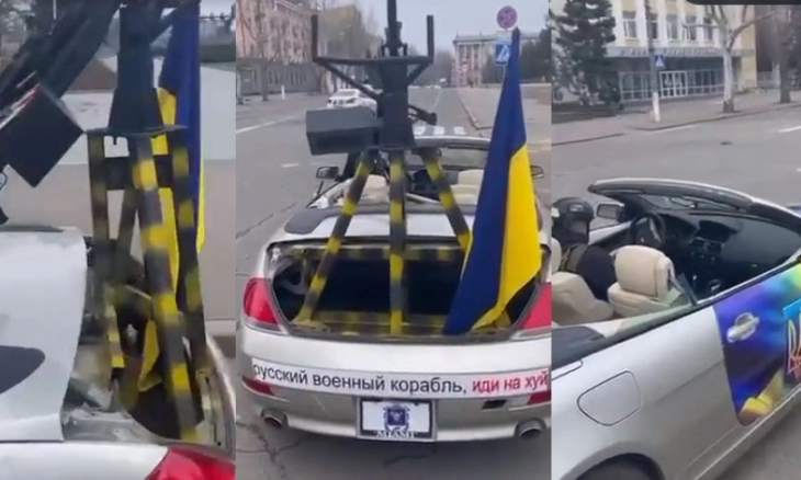 BMW Seri 6 Dimodifikasi dengan Senapan Mesin oleh Ukraina untuk Lawan Pasukan Rusia