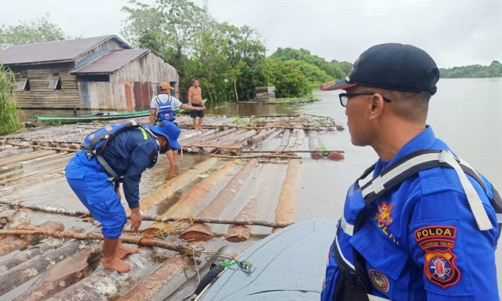 Ditpolairud Polda Kalteng Sita 200 Batang Kayu Meranti Pembalakn Liar di Sungai Mentaya