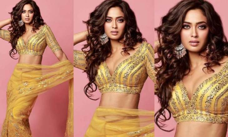 Lekukan Tubuh Seksi Shweta Tiwari Menggairahkan dengan Sari Kuning 