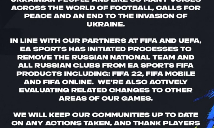 EA Sports akan Menghapus Tim dan Klub Nasional Rusia dari FIFA Mobile 